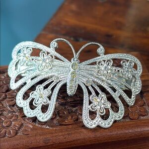 Elegant Silver Butterfly Hair Clip.